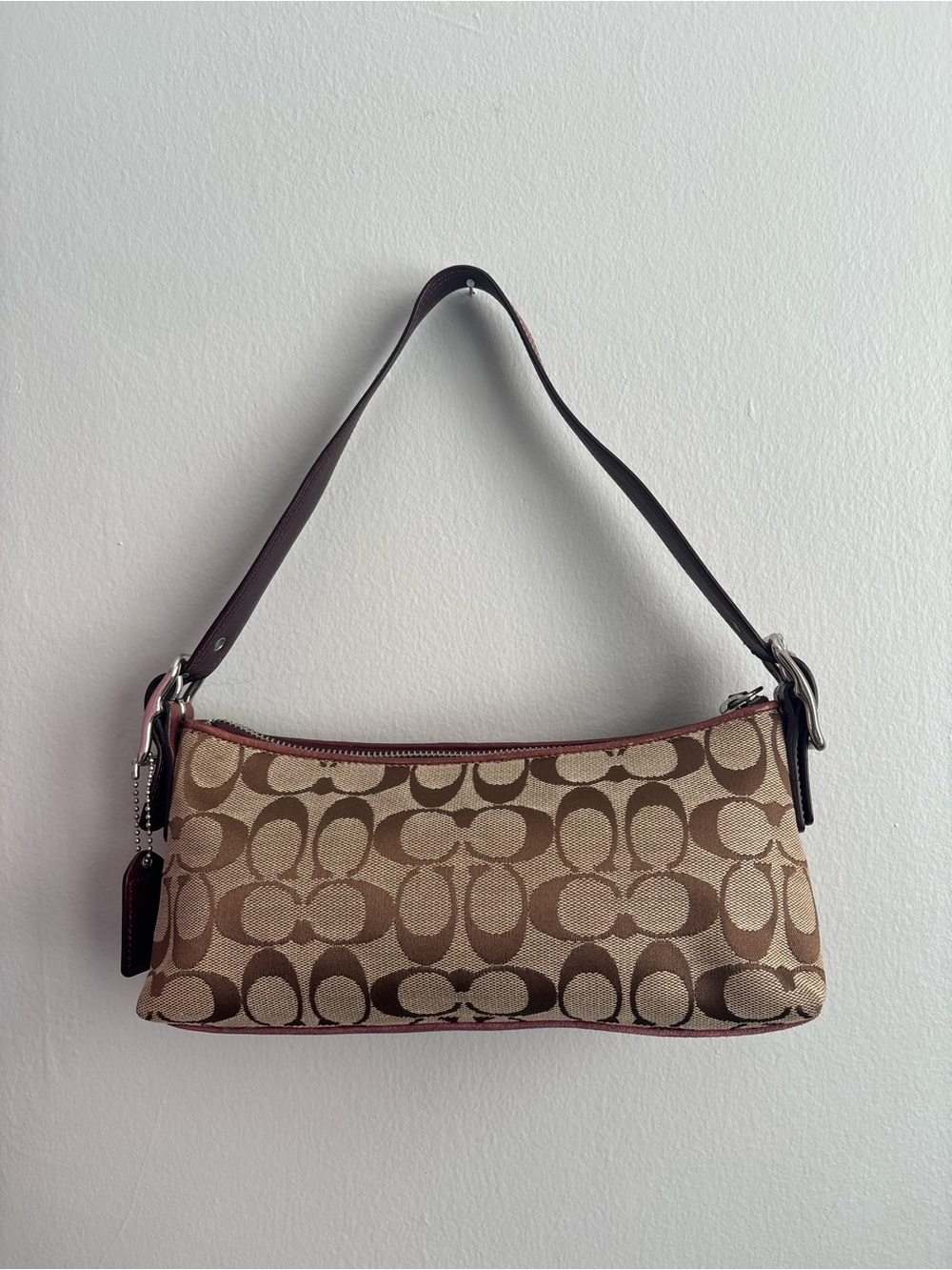 Coach Y2K Vintage Plum Stripe Signature Monogram Baguette Shoulder Bag - Picture 7 of 9